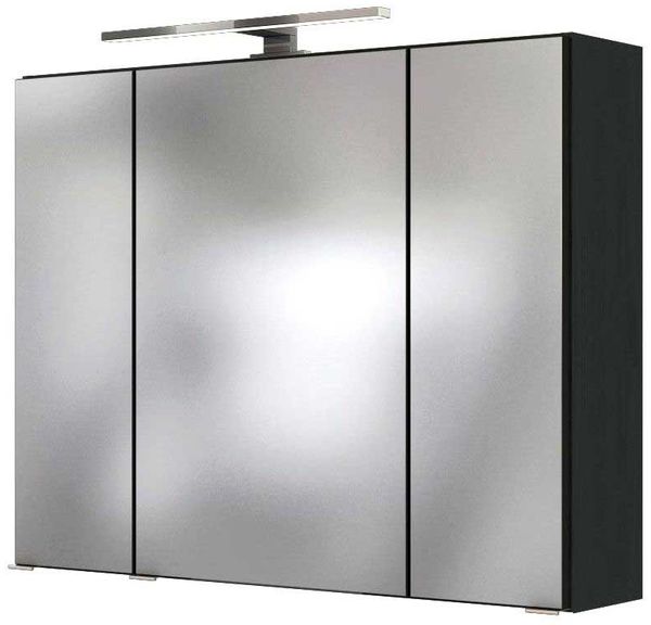 Badezimmer LED Spiegelschrank 80 cm ARLON-03 in matt grau BxHxT: 80 x 66 x 20 cm