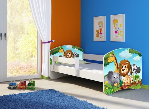 Clamaro Kinderbett (Kinderbett, Babybett 70x140, 80x160, 80x180cm Juniorbett, Kind, Motiv, Schublade CLAMARO)