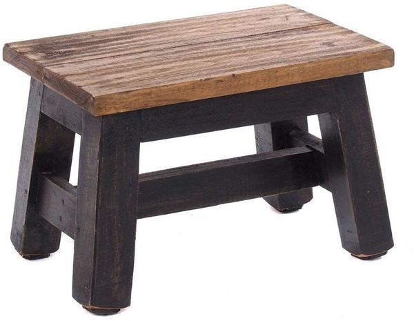 DESIGN DELIGHTS Rustikaler FUSSHOCKER Monte | 21 x 30 x 20 cm (HxBxT), Mahagoni Recyclinholz | Holzhocker | Farbe: 04 schwarz-Natur