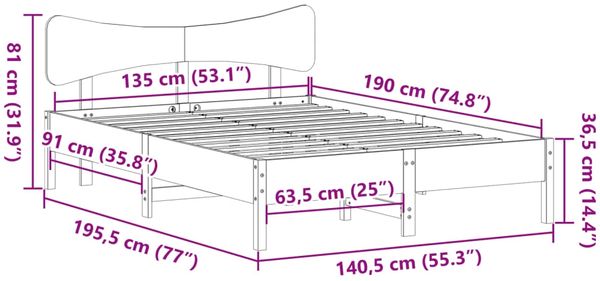 vidaXL Massivholzbett ohne Matratze 135x190 cm Kiefernholz 3328247 Bild 11