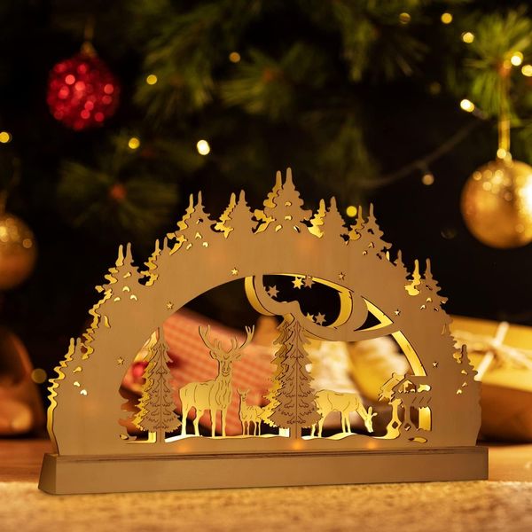 SALCAR LED Schwibbogen Weihnachten mit 10 LEDs