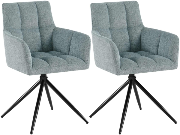 CLP Esszimmerstühle 2er Set, Sessel Jonah drehbar mit Armlehnen, bis 150 kg,türkis