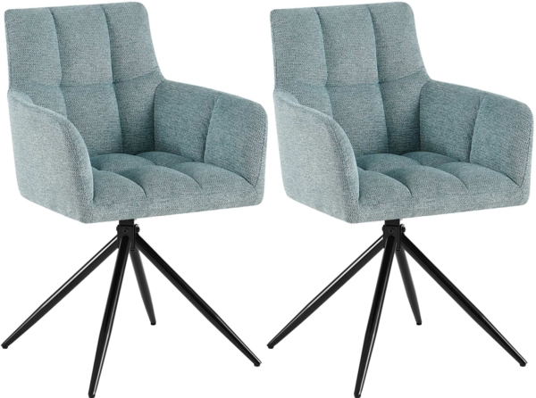 CLP Esszimmerstühle 2er Set, Sessel Jonah drehbar mit Armlehnen, bis 150 kg,türkis