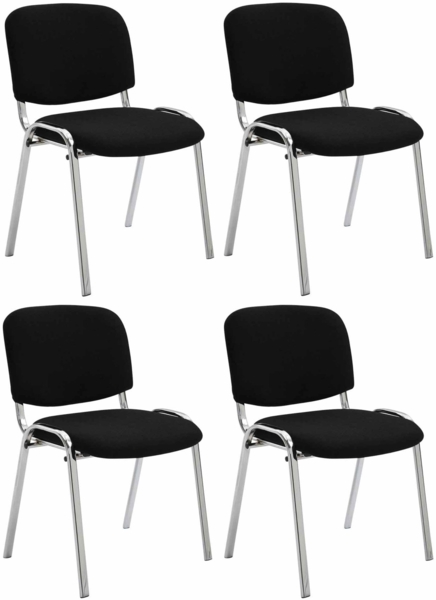 CLP 4er Set Stühle Ken Chrom Stoff gepolstert,schwarz