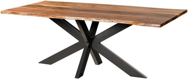 Baumtisch Akazie 240x100x74 natur lackiert / Epoxid schwarz, Kreuzgestell anthrazit matt EPOXY