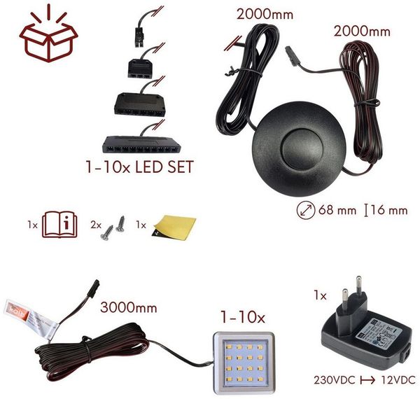 kalb Unterschrankleuchte LED Vitrinenleuchte 3000K 1-10er Set 12V Fußschalter, Unterbauleuchte, 6er Set, Warmweiß Bild 4