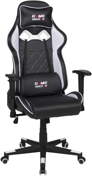 Gaming-Stuhl >Game-Rocker< Racer-Design, schwarz / weiß - 66x128x66cm (BxHxT)