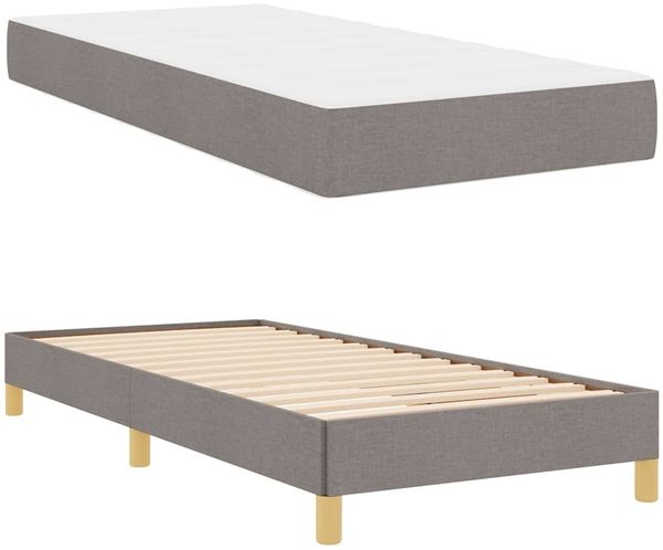 vidaXL Boxspringbett mit Matratze Taupe 100 x 200 cm Stoff 3398546 Bild 6