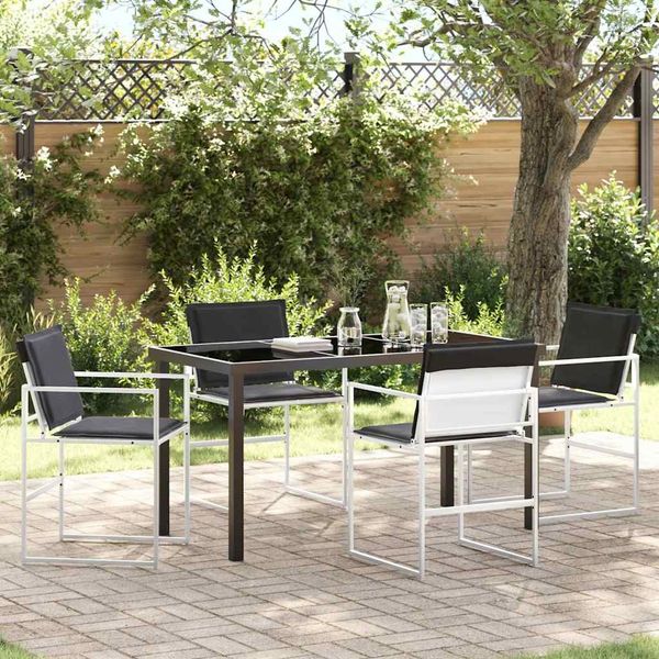 vidaXL Garten Essgruppe 5 pcs Weiß Pulverbeschichteter Stahl 3379339