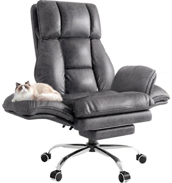 Patbrela Drehstuhl Bürostuhl Chefsessel Ergonomisch mit klappbaren Armlehnen, Gaming Stuhl mit Fußstütze & 135° Verstellbarer Rückenlehne