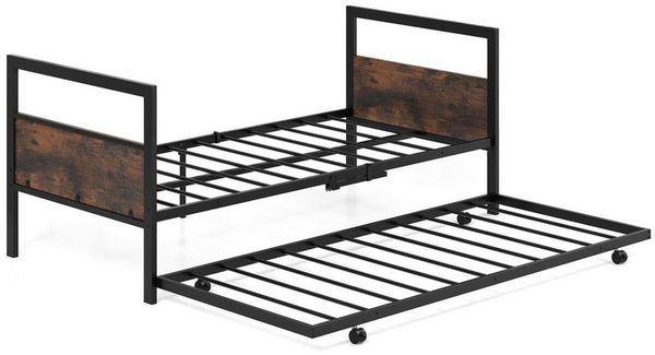 COSTWAY Bettgestell, Tagesbett mit Lattenrost, ausziehbar, 90x200cm