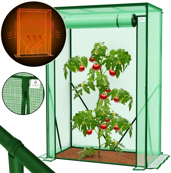 KESSER® Premium Tomatengewächshaus Foliengewächshaus, Gewächshaus klein, Tomatenhaus, Treibhaus mit Tür zum Aufrollen - 100 x 50 x 150 cm Frühbeet, Gemüse, Blumen, Obst, Garten Grün, 100 x 50 x 150 cm