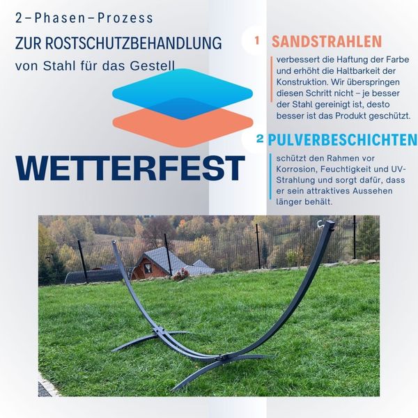 Potenza Merida Hängematte mit Gestell für 2 Personen, 100% Baumwolle Hängematte- 220x160, 220kg I Cocoon - Gold Bild 4