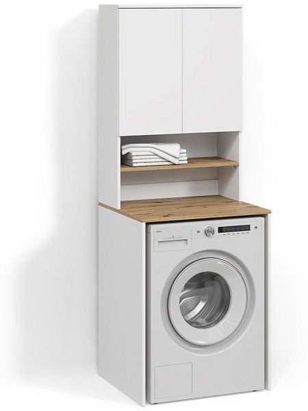 Livinity® Waschmaschinenumbauschrank Paolina, Weiß/Artisan, 68 x 88.2 cm 2 Teile mit Regal (1-St)