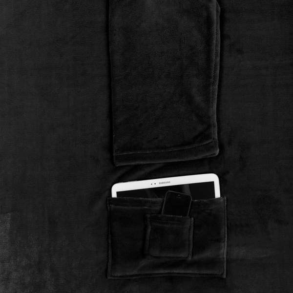 Lumaland Kuscheldecke, 100 % Coral-Fleece schwarz, 170 x 200 + 50 cm Fußtasche Bild 5