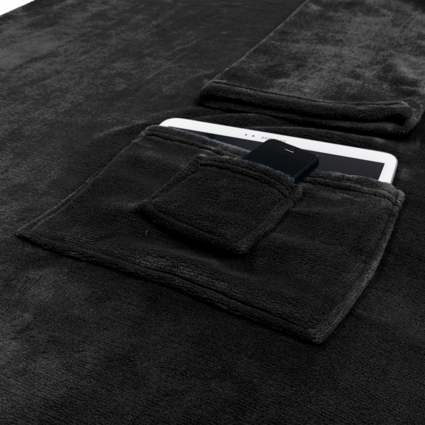 Lumaland Kuscheldecke, 100 % Coral-Fleece schwarz, 170 x 200 + 50 cm Fußtasche Bild 4