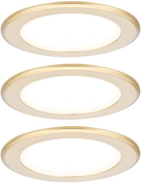 Paulmann LED Möbel-Einbauleuchte gold matt Ø 6,5 cm warmweiß 3er Set
