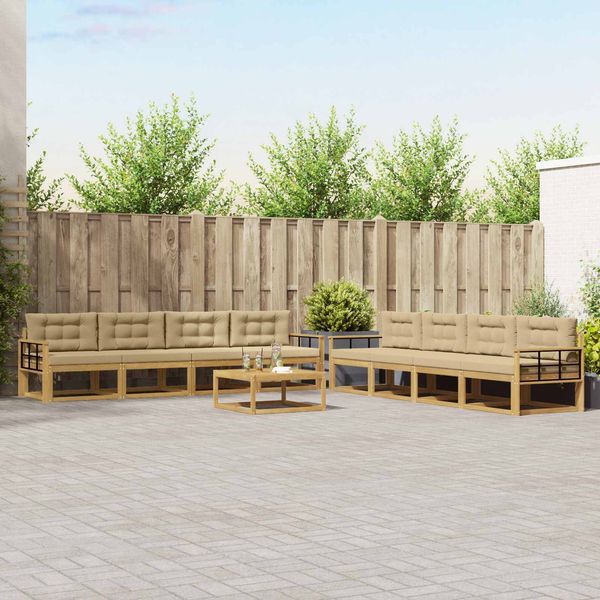 vidaXL Outdoor-Sofagarnitur 9 pcs Weiß und Beige 79 x 79 x 37 cm 3386247