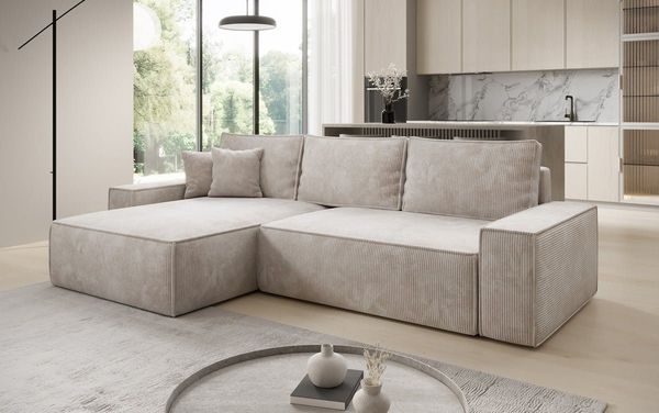 Luxusbetten24 Schlafsofa Designer Sofa Lunaro in Cord, mit Stauraum und Schlaffunktion