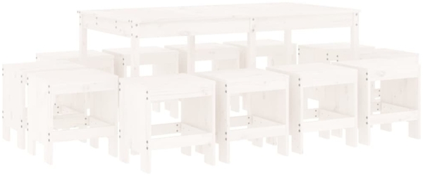 vidaXL 13-tlg. Garten-Essgruppe Weiß Massivholz Kiefer 3157722