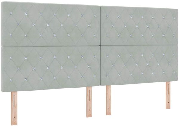 vidaXL Boxspringbett mit Matratze Hellgrau 200 x 200 cm Samt 3339788 Bild 4