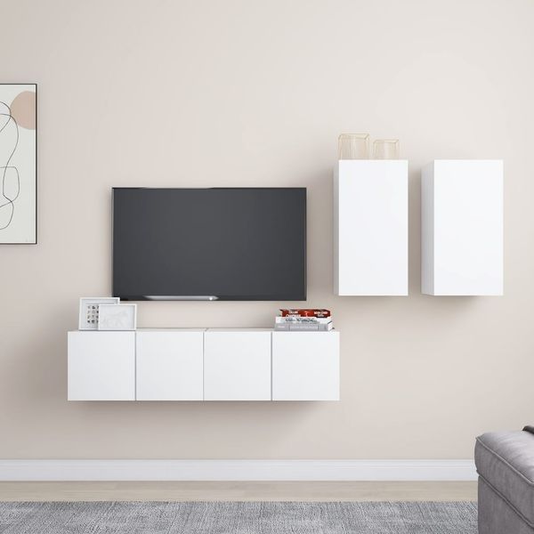 vidaXL 4-tlg. TV-Schrank-Set Weiß Spanplatte [3078685]