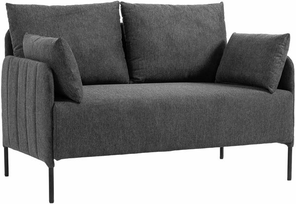 Couch BERND 2-Sitzer Stoff - 131 x 79 x 79 cm, Stoff, Schwarz | Sofa Loungesofa für Wohnzimmer Schlafzimmer Leseecke