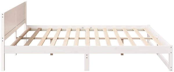 vidaXL Bettrahmen mit Kopfteil Weiß 180 x 200 cm Massives Kiefernholz 873263 Bild 5