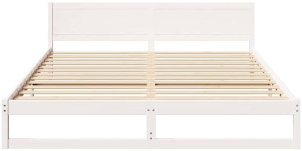 vidaXL Bettrahmen mit Kopfteil Weiß 180 x 200 cm Massives Kiefernholz 873263 Bild 4