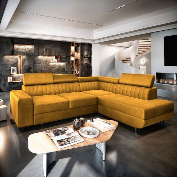 Masseno Ecksofa NOLA mit Schlaffunktion L-Form, Sofa mit Bettkasten