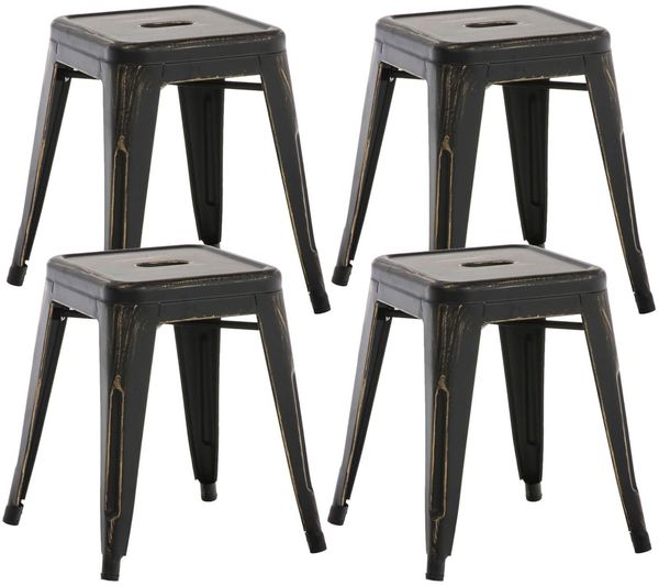 CLP 4er Set Hocker Armin aus Metall,schwarz-gold