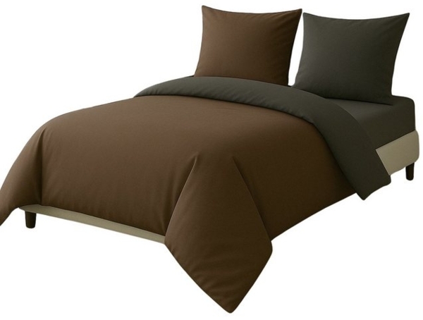 Leonado Vicenti Bettwäsche Luxus Satin-Bettwäsche aus 100 % Baumwolle, Satin, 2 teilig, Wendebettwäsche, hochwertig, dezenter Glanz, Unifarben, Anthrazit Bild 4