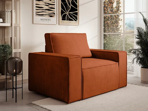 Vente-unique - AMELIA Sessel SamtStoff Rot - B 86 cm x H 85 cm x L 120 cm