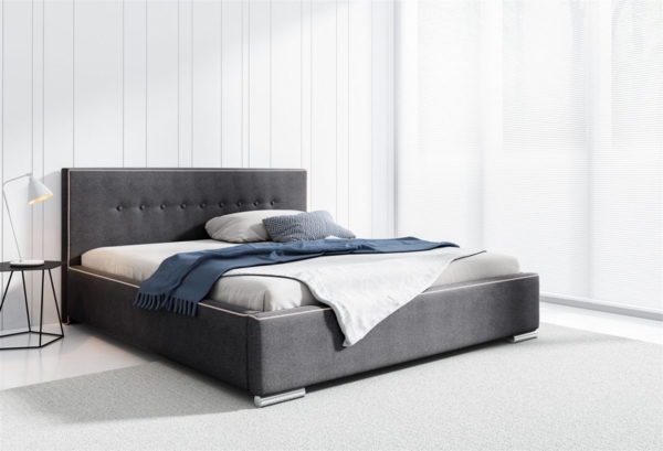 Polsterbett Doppelbett DEVIN Komplettset Polye. Grau 160x200cm