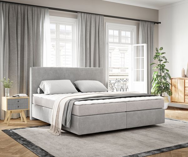 Boxspringbett Dream-Well mit Matratze und Topper Silbergrau 180x200