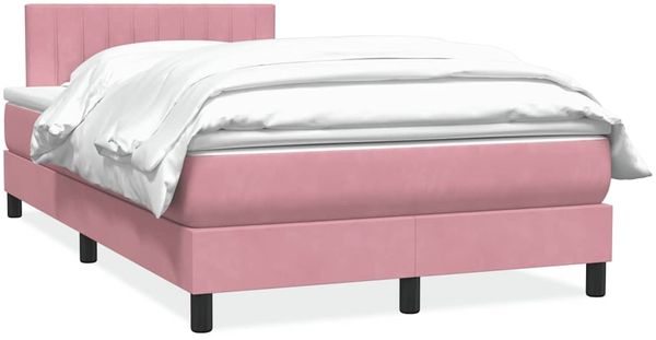vidaXL Boxspringbett mit Matratze Rosa 120x220 cm Samt 3316448