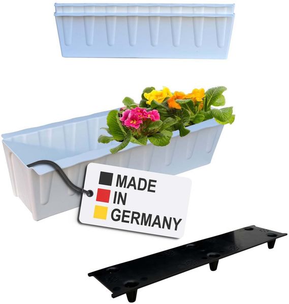 BURI 2 Euro-Paletten Blumenkästen-Einsätze inkl. Bewässerungsmatte | 37,3cm Weiß | Pflanzkasten für Europalette Palette | Balkonkasten | Blumentopf | aus stabilen Kunststoff | Made in Germany Bild 2