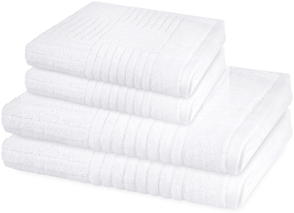 Ross Carre 4 tlg. Frottier-Set - 2 X Handtuch (50 X 100cm), 2 X Duschtuch (70 X 140cm) - 520 - Weiß