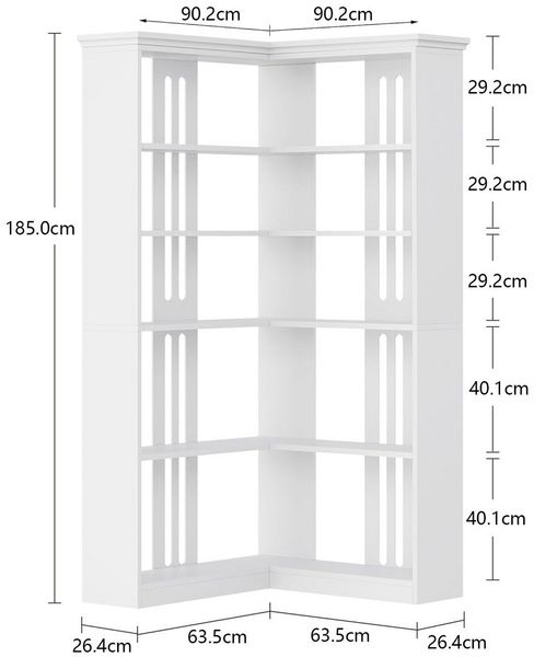 GarveeMore Bücherregal 5-stöckiges Eckbücherregal