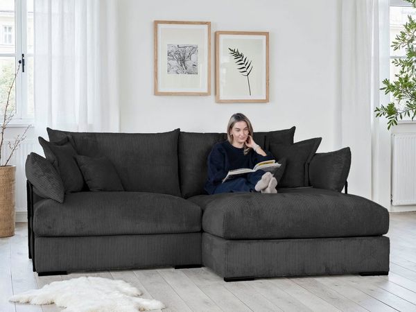 Home affaire Ecksofa Casa XL L-Form, B: 190 cm, 4 Zierkissen, Mega-Sofa, in Cord oder Chenille-Struktur, Federkern