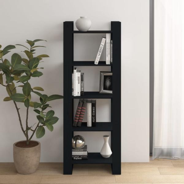 vidaXL Bücherregal/Raumteiler Schwarz 60 x 35 x 160 cm Massivholz 813893