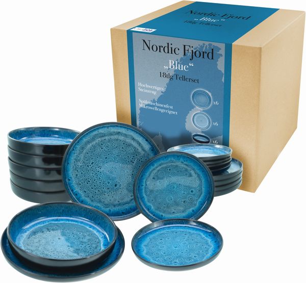 Nordic Fjord Blue, Tellerset 18-tlg (mo)