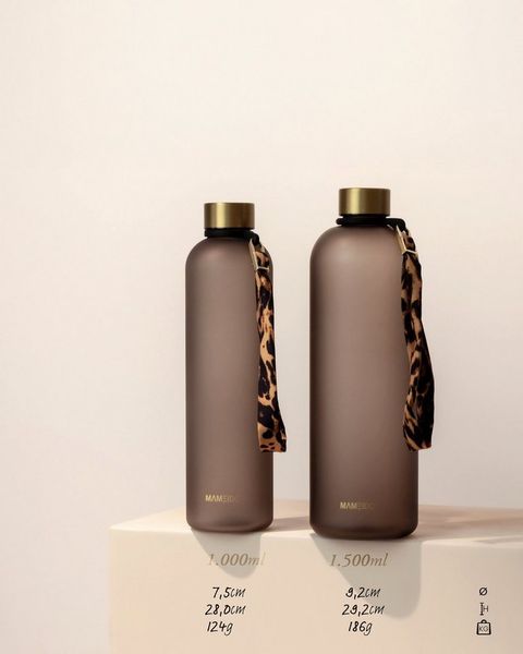 MAMEIDO Trinkflasche, auslaufsicher mit Zeitmarkierung & Handschlaufe in 600 ml, 1 l & 1,5 l