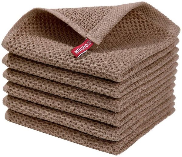 Zaewry Geschirrtuch 34x34 cm,Waffle Square Rag Geschirrhandtücher, (6-tlg), Weiche Küchenhandtücher Saugfähig Küchentücher Spüllappen Putzlappen