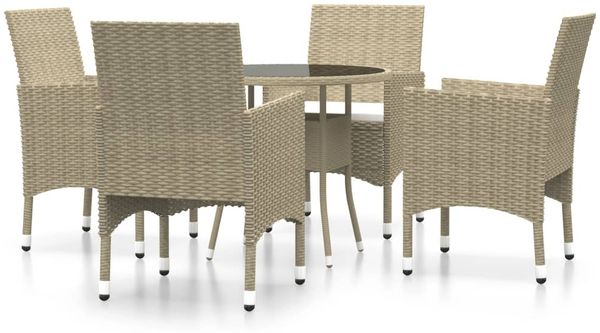 vidaXL 5-tlg. Garten-Essgruppe Poly Rattan Beige 3058490 Bild 2