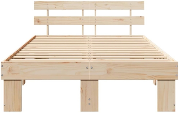 vidaXL Bettrahmen mit Kopfteil Natur 135 x 190 cm Massives Kiefernholz 872449 Bild 4