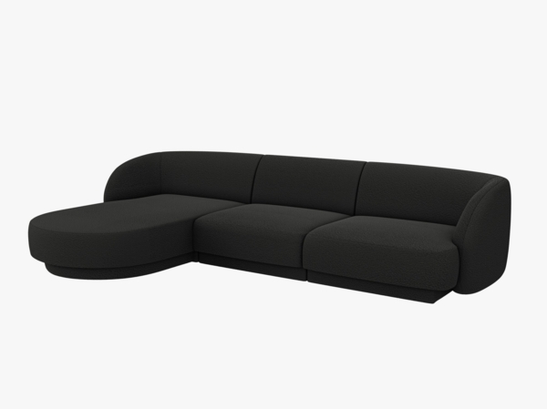 Micadoni Ecksofa Miley 4-Sitzer Links Boucle Baloo Schwarz Bild 2