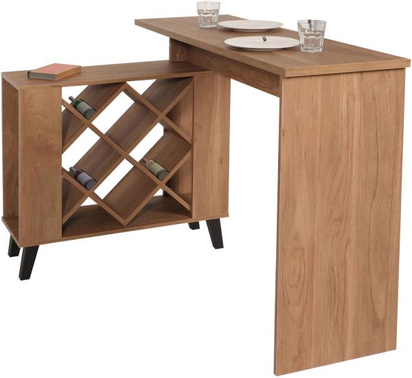 Bartisch HWC-M45, Stehtisch Thekentisch Weinregal Weinschrank, Staufächer 93x120x98cm, braun