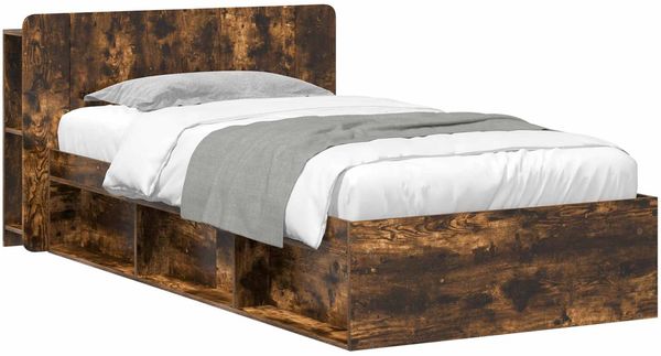 vidaXL Bettgestell mit Stauraum Geräucherte Eiche 75x190 cm 3433317 Bild 2