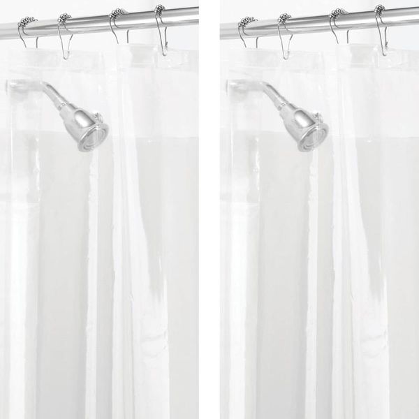 mDesign Duschvorhang Badewannenvorhang 2er-Set 12 Ösen PEVA Vinyl Transparent